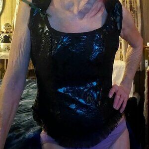 Green & Black Brocade Bustier